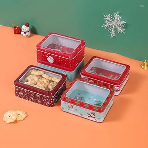 Enveloppe de cadeau de Noël carré en métal en étagère peut régler la boîte de rangement de biscuit de fer à la maison