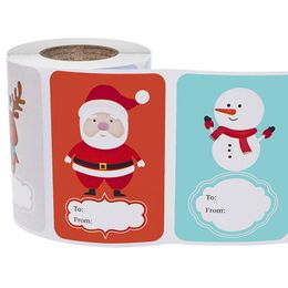 Geschenkwikkel Kerststicker Geschenken Cartoon Print Snowman Elk 250/Roll verjaardagstickers mes labels drop levering home tuin dhgarden dh2h3