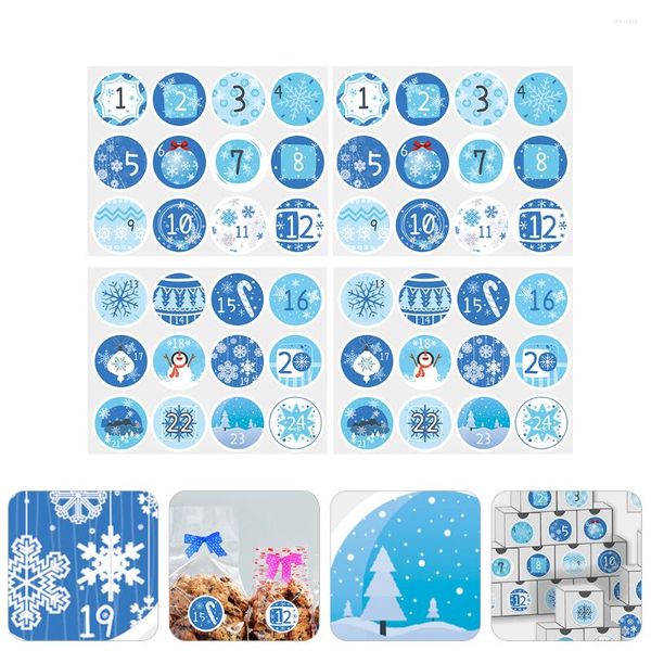 Emballage cadeau Autocollants de Noël Autocollants Nombre Calendrier Étiquettes Scellage Compte à rebours Advent Labelxmas Seal Enveloppe Adhésif Bonbons Présent