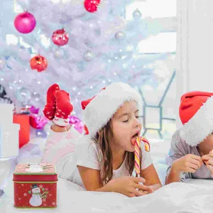 Emballage cadeau Boîte à biscuits en étain de Noël Boîtes à bonbons Contenants de nidification Couvercle en métal Stockage en fer blanc Boîtes de vacances Favor Fournitures décoratives