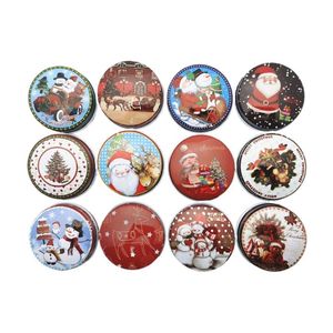 Geschenkverpakking Kerstblik Snoepdozen 12 Mini Ronde Geschenkverpakkingsdoos Metalen Potten voor Kerstfeest Chocoladekoekjes Opslagblik 231025