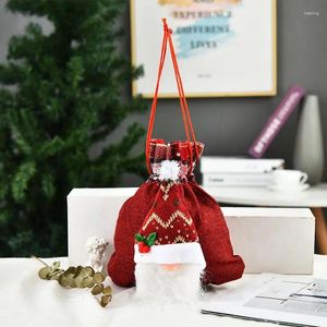 Emballage cadeau Sacs de friandises de Noël Linge Père Noël Gifs Boîte Candy Biscuit Sac Sac d'emballage de flocon de neige de poche pour la fête du festival