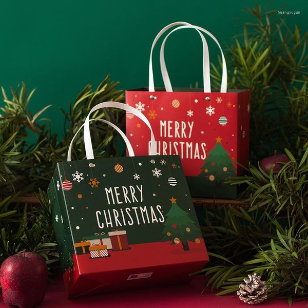 Papel de regalo Bolsas de árbol de Navidad con asas Guantes Sombreros Bufandas Bolsa de papel grande Caja de embalaje para Baby Shower Favores de fiesta