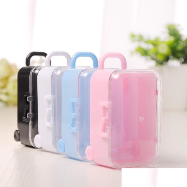 Envoltura de regalo Transparente Mini Maleta de viaje con ruedas Caja de favores Favores de boda Recepción de fiesta Paquete de dulces Ideas para baby shower Lz0723 Drop De Dhode