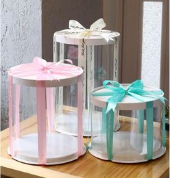 Regalos Wrap Clear Round Cake Box Diy Diy Postre Flowar Regalos sin cinta para la fiesta de cumpleaños de la boda de Navidad795487333