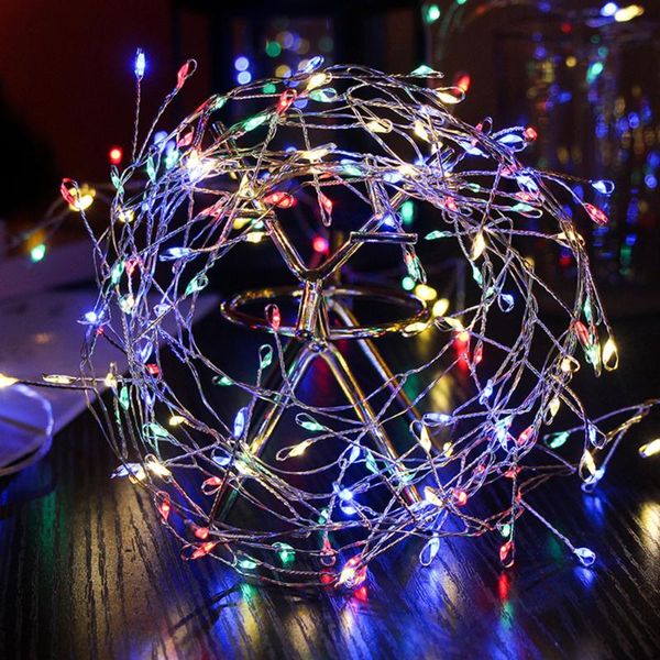 Envoltura de regalo Luces de cadena de racimo 5M 200LED Rama Árbol Alambre de plata al aire libre Hada para cafetería Bar Fiesta de bodas Navidad Decoraciones para el hogar