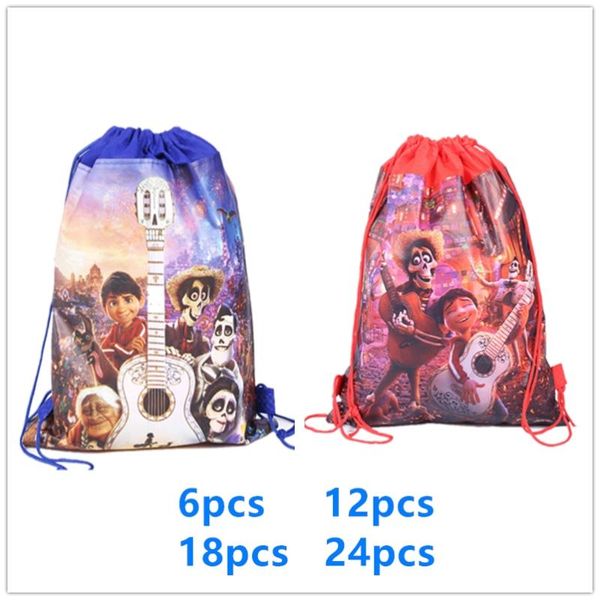 Emballage cadeau Coco film dessin animé thème Non-tissé cordon sac à dos sac de rangement enfants fille garçons faveur sacs d'école fournitures de fête cadeau