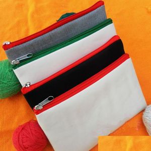 Cadeau Wrap Colorf Blank Toile Zipper Crayon Cas Stylo Pochettes Coton Sacs Cosmétiques Maquillage Téléphone Mobile Pochette Organisateur Lx0562 D DHT8B