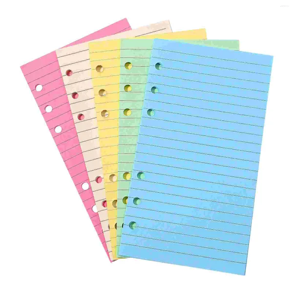 Emballage cadeau Feuilles mobiles colorées Inserts en papier Remplisseurs de planificateur Recharges à 6 trous Carnet de notes Journal ligné Cahier