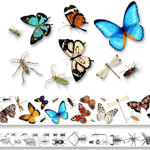 Emballage cadeau coloré papillon insecte PET spécial huile Washi rubans fournitures scolaires ruban de masquage adhésif bricolage Scrapbooking autocollant