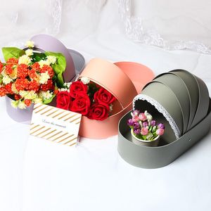 Geschenkwikkeling Cradle -vormige papieren bloembox Bouquet Bucket Valentijnsdag Rose bloemencadeaus Presenteer Pakbaby shower Diy Decorations