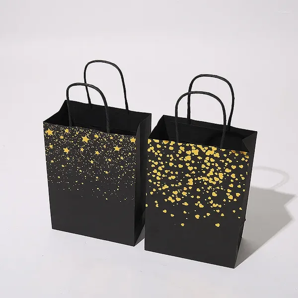 Cadeau cadeau créatif 6pc sac en papier kraft doré boîte totem en forme de coeur poignée de Noël emballage de biscuit