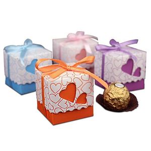Enveloppe cadeau Creative Birthday Candy Boîtes Double Hollow Love Heart Paperbags Ribbon Emballage Box MTI Couleur de haute qualité 0 14AB DROP DEL DHZMU