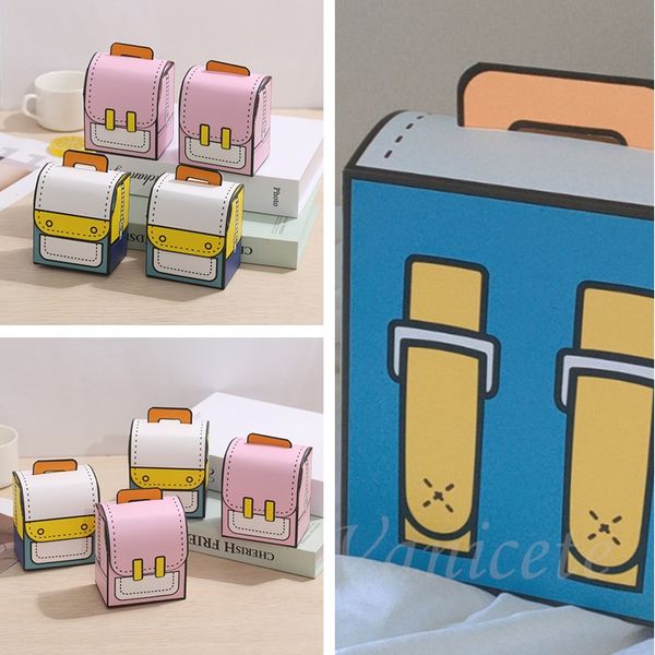 Boîte de caricature créative enveloppante Boîte à dos de maternelle pour les enfants avec un emballage à main