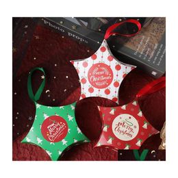 Geschenkwikkeling Creatieve kerstkoordboxen Mini Xmas Holiday Stars Linten Liefhebbers Mooie verpakking Colorf Baking Pakket Party Decoraties DR DHS8G