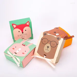 Envoltura de regalo Creativo Lindo Niños Dibujos animados Cinta Caja cuadrada Caramelo Hornear Galleta Embalaje Fiesta de cumpleaños Compañero Papel