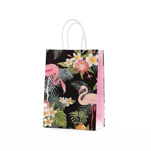 Geschenkwikkeling Creative Flamingo Tote Bag Feestelijke shopping Kraft Paper SACK opslagverpakking Bagsgift