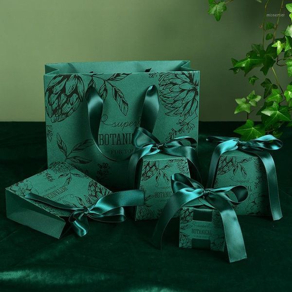 Emballage cadeau créatif carton vert emballage sac boîtes à bonbons faveurs de mariage boîte à cadeaux pour les invités fournitures de fête de douche de bébé