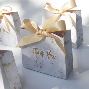 Cadeau cadeau créatif marbré bonbons boîte de mariage faveurs marbre style chocolat emballage décoration pour remerciements fournitures de fête ruban1