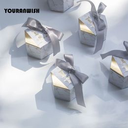 Emballage cadeau Creative Style de marbre Boîtes à bonbons Faveurs de mariage Fournitures de fête Baby Shower Merci Boîte Décoration 230406