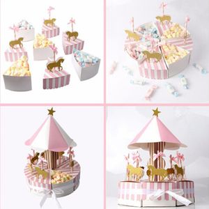 Geschenkwikkeling Creative Paper Cake Kids Decoratie Carrousel Box Wedding Gunsten Souvenirs Gasten feest Baby shower jubileair 221202