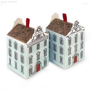 Emballage cadeau créatif petite maison forme boîte à bonbons de mariage pour cadeaux emballage bonbons Biscuit Style européen nougat cuisson Villa boîtes