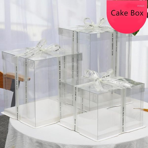 Envoltura de regalo Cajas de pastel transparentes creativas Caja de embalaje Valentine Rose Bear Flower Contenedores de embalaje con tapa de gama alta Dec