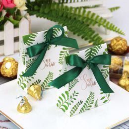 Cadeau cadeau créatif mariage bonbons boîte plantes sac imprimé avec ruban cravate emballage traiter paquets de papier sans poignée arts artisanat fournitures