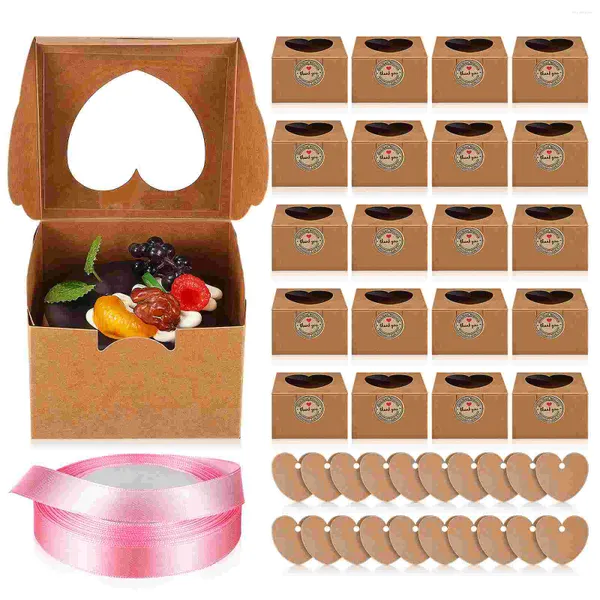 Emballage cadeau Boîtes à cupcakes Boîte à gâteaux Conteneurs en papier kraft Transporteur Muffin Dessert Conteneur Emballage individuel individuel Holderwindow
