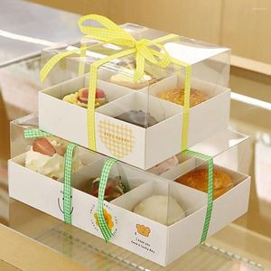 Geschenkwikkel Cupcake Container met display raam vasthouden 4/6/12 Standaard cupcakes doos gebak Cake Trays Holder