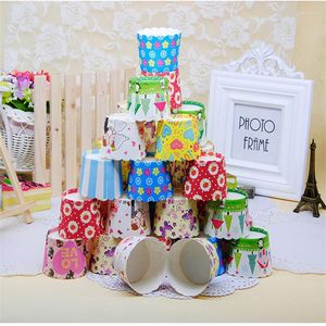 Papel de regalo Cupcake Paper Liners Muffin Cases Cup Cake Topper Caja de boda Favores de fiesta Candy Dragee Bautismo Galletas Embalaje