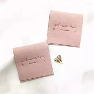 Envoltura de regalo Personalizado 6 cm Rosa Sensación cómoda Logotipo Microfibra Envoltura Joyería Embalaje Bolsa Cumpleaños Compromiso de boda