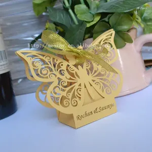 Emballage cadeau Décorations papillon dorées personnalisées !Boîte à bonbons de mariage en papier perlé, cadeau de fête pour bébé