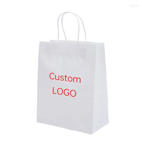 Enveloppe cadeau logo personnalisé logo personnalisé sac à main sac en papier spot carré inférieur kraft à emporter empackage d'emballage