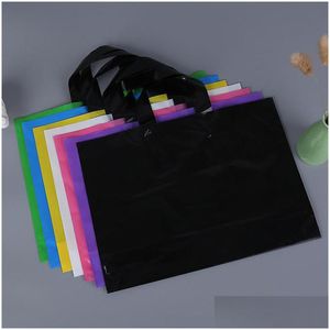 Envoltura de regalo Logotipo personalizado Bolsas de embalaje de plástico impresas con asa Ropa personalizada / Ropa / Bolsa de embalaje de regalo Lz0773 Drop Deliv Dh25I