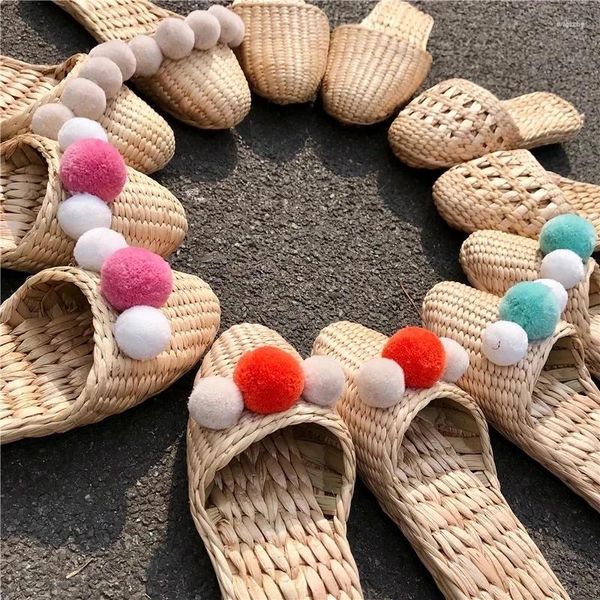 Enveloppe cadeau personnalisé mexico pom pom paille de plage grecque sandales style femmes pantoufles de folie de folie