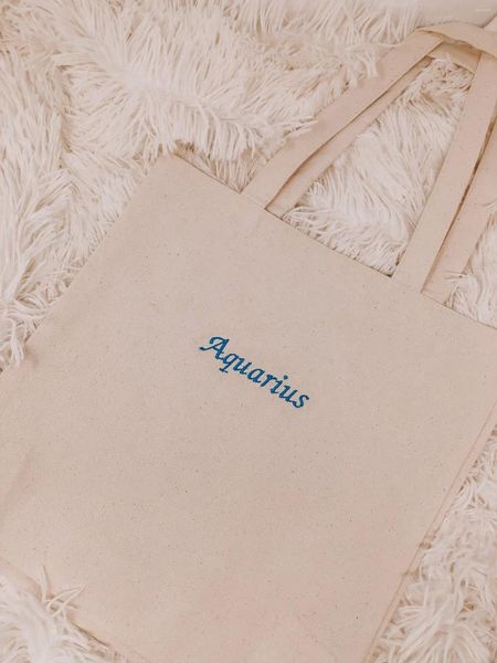 Envoltura de regalos letrero de zodiaco personalizable bolso de lienzo de algodón de algodón ecológico