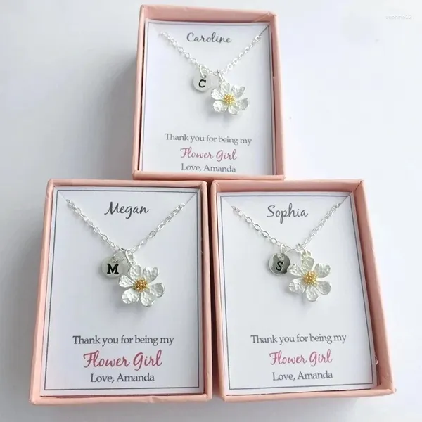 Enveloppe cadeau personnaliser tout nom de citation Westez-vous mon collier initial Flower Girl Personnalisez les cadeaux de proposition de mariage Bracelets