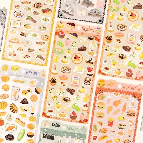 Cadeau Wrap Mignon Esthétique Autocollants Alimentaires Gâteau Pain Scrapbooking Journal Autocollant Journal DIY Décoration Papeterie Hobby Craft Fournitures