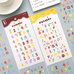 Geschenkwikkeling Leuke alfabetnummer Stickers voor kinderen Stationery Decoratie Pakboek Dagboek Planner Handwerkbrief Sticker Diy MaterialGift