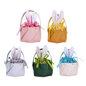 Geschenkwikkeling Leuke paashaaszakken Bunny Easter Treat -tassen Drawing Tote Tassen Stocktassen voor Paasfeestje Gunstvoorraden Y2303