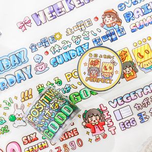 Cadeau wrap schattig Engels Japanse woorden Pet Special Oil Washi Tapes Stationery Bureyery Metseling Tape Adhesive Diy Scrapbooking Sticker