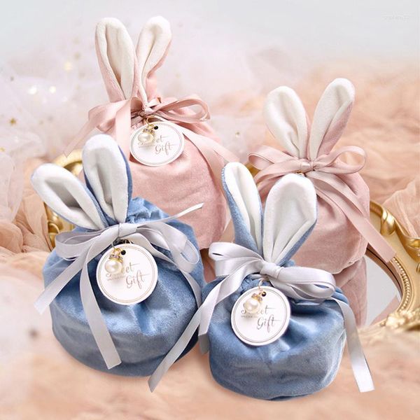 Emballage cadeau Sacs d'emballage mignons Pâques Noël Velvet Sac de bonbons au chocolat Sac de fête d'anniversaire de mariage Organisateur d'oreille