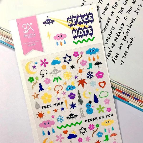 Envoltura de regalo Linda Sonia Corea Pegatinas Espacio Nota Scrapbooking Material Claro PVC DIY Marca Etiqueta Diario Tarjeta Collage Decoración CraftGift