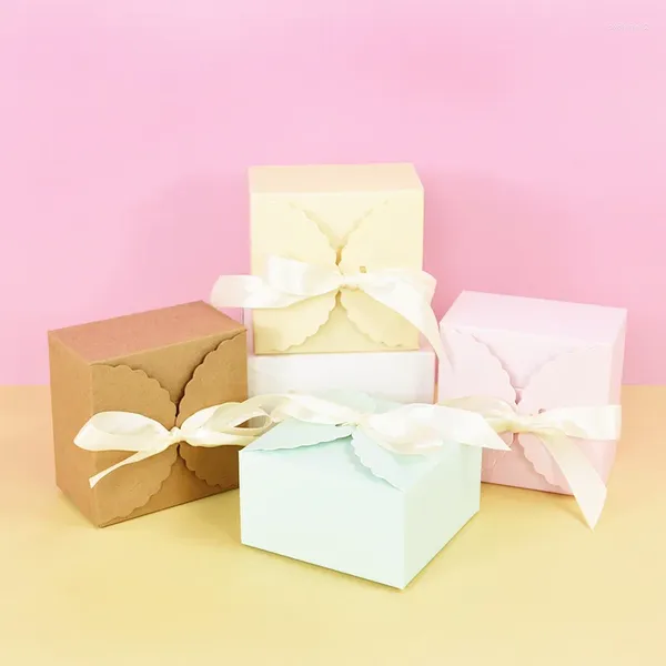 Envoltura de regalo Cajas de dulces cuadradas lindas Embalaje Conjunto de color sólido para pedidos de embalaje Joyería coreana Galletas Caja de almacenamiento de dulces Hogar