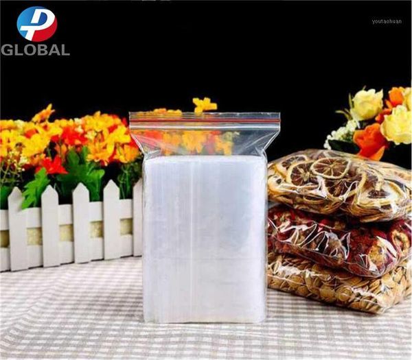 Cadeau Wrap DP 500pcs Divers Taille Transparent Self Seal Cadeaux / Cookie / Artisanat / Sac de stockage d'épicerie Pochettes Clear Zipper Emballage en plastique Bag1