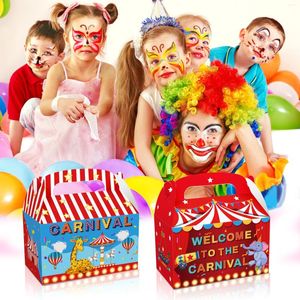 Cadeau cadeau DD226 4pcs boîte portable enfants dessin animé cirque animaux spectacle carnaval fête d'anniversaire gâteau bonbons paquet bébé douche fournitures
