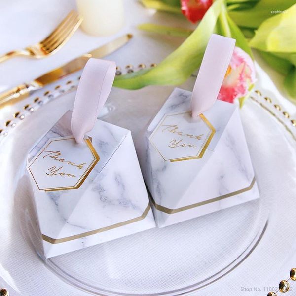 Enveloppe cadeau en marbre diamant en marbre Boîte de bonbons Favors et cadeaux Fournitures de fête Baby Shower Paper Chocolate Boîtes pour les invités