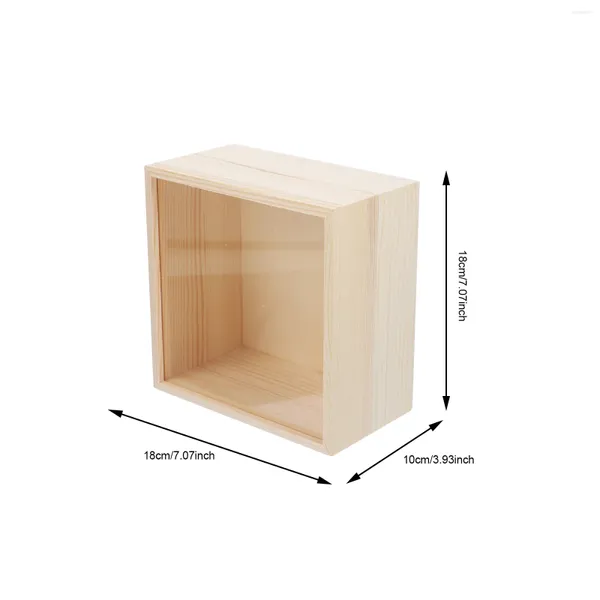 Caja de envoltura de regalo Caja de exhibición Tapa Artesanía de madera Organizador de madera de almacenamiento