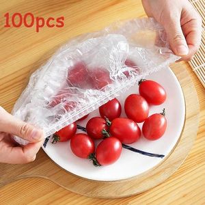 Enveloppe cadeau couverture alimentaire jetable couvercles élastiques en plastique pour bols de fruits tasses Capes de stockage cuisine fraîcheur